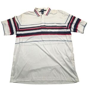 Par Four Mens XLT Tall Polo Shirt White Striped Short Sleeve Cotton Golf Pocket